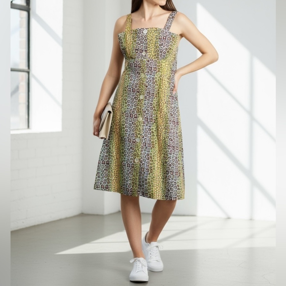 Maison Château Rouge Cotton Crocodile Print Dress Pinafore Midi 38 (US S)